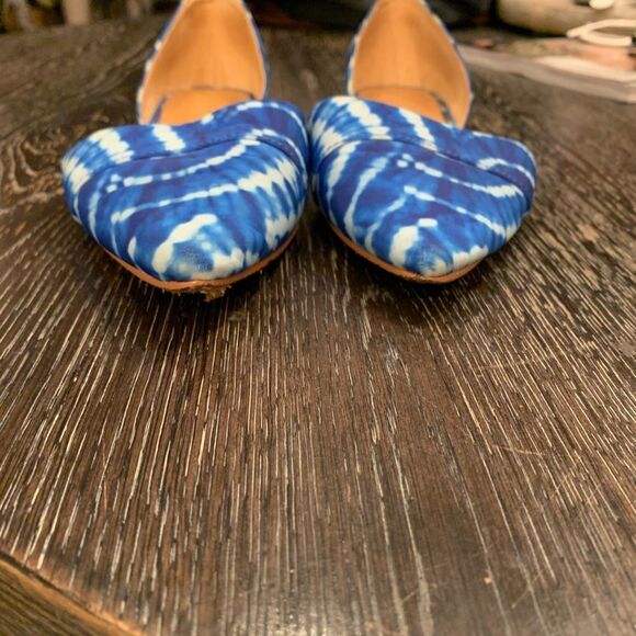 J. Crew Blue Tie Dye D’Orsay Flats sz 7-1/2 - Picture 6 of 7